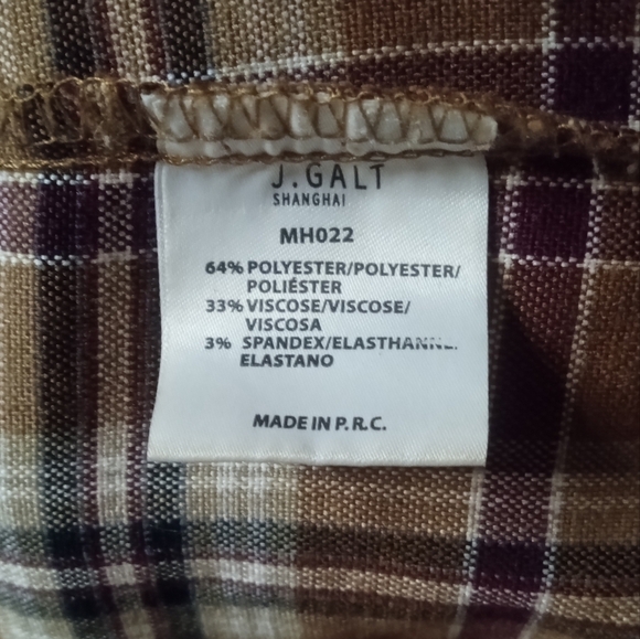 John Galt Tartan Plaid Zippered Mini Skirt Camel Red Black Colorway Size Small - Picture 6 of 6